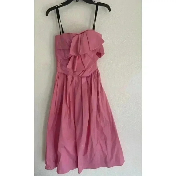 Carolina Herrera Cut Out Bow Bodice A-Line Dress 0 XS Midi Tea Wedding Cocktail - Picture 9 of 10